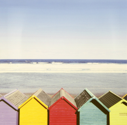 ASDA Bright Beach Huts Wall Art Canvas Print, Multi