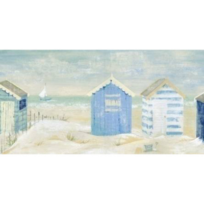 Vintage Beach Huts Wall Art Canvas Print, Blue