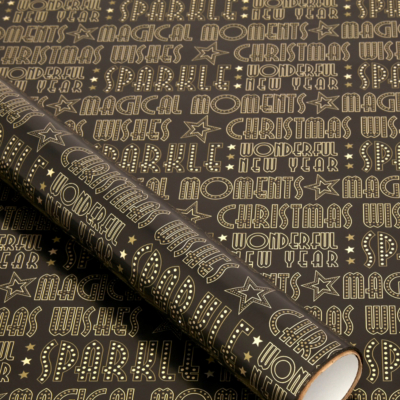 ASDA Black Magic Moments Wrapping Paper - 5m, Gold