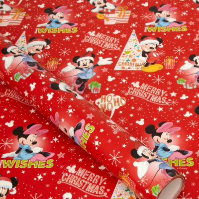 Disney Red Mickey and Minnie Wrapping Paper - 6m, Red