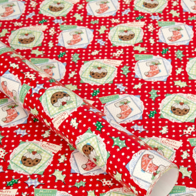 ASDA Red Christmas Pudding Wrapping Paper - 5 metres, Red
