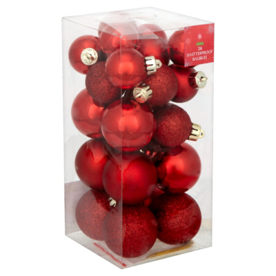 ASDA Red Baubles - 26 pack, Red