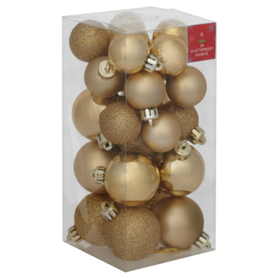 ASDA Gold Baubles - 26 pack, Gold