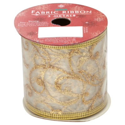 ASDA Fabric Ribbon - Gold, Gold