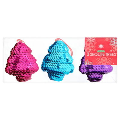 ASDA Sequin Tree Decorations - 3 pack, Brights