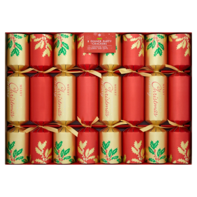 Red Dinner Party Christmas Crackers - 8 pack, Red