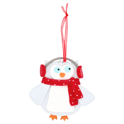 Owl Clay Dough Hanging Tree Ornament, Red