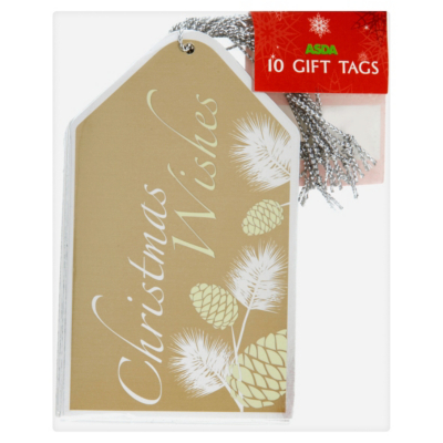 ASDA Pinecone Gift Tags - 10 pack, Gold