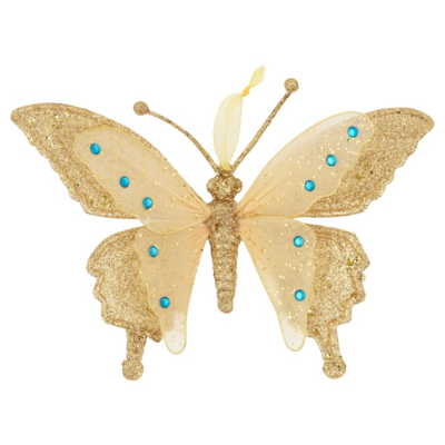 ASDA Gold Butterfly Christmas Decoration, Gold