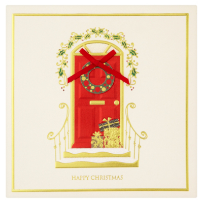 ASDA Luxury Red Door Christmas Card - 5 pack, Red