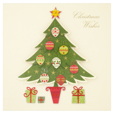 ASDA Luxury Glitter Tree Christmas Card - 5 pack, Gold