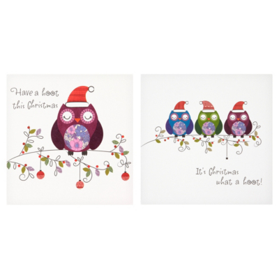 ASDA Owl Christmas Cards - 15 pack, Brights
