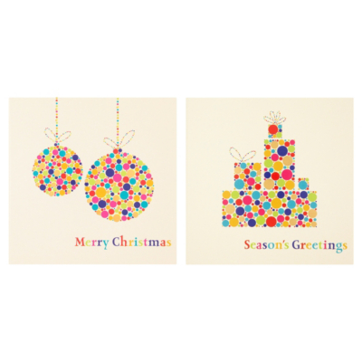 ASDA Foil Bauble and Present Christmas Cards - 15 pack, Brights