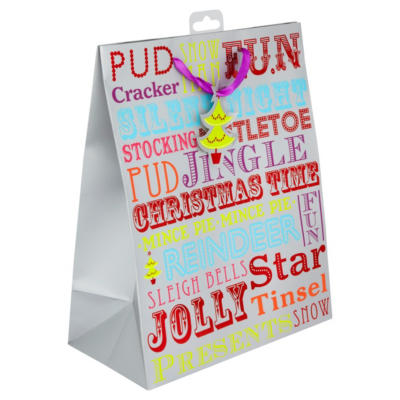 ASDA Bright Text Large Gift Bag, Brights