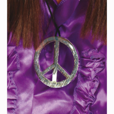 Fancy Dress Peace Sign Medallion, Silver