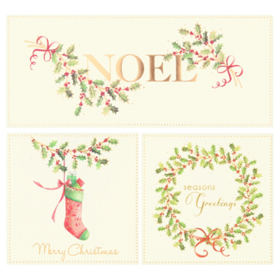 ASDA Foliage Christmas Card Multipack - 30 pack, Gold