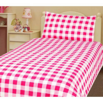 ASDA Pink Check Duvet Cover and Pillow Case Set