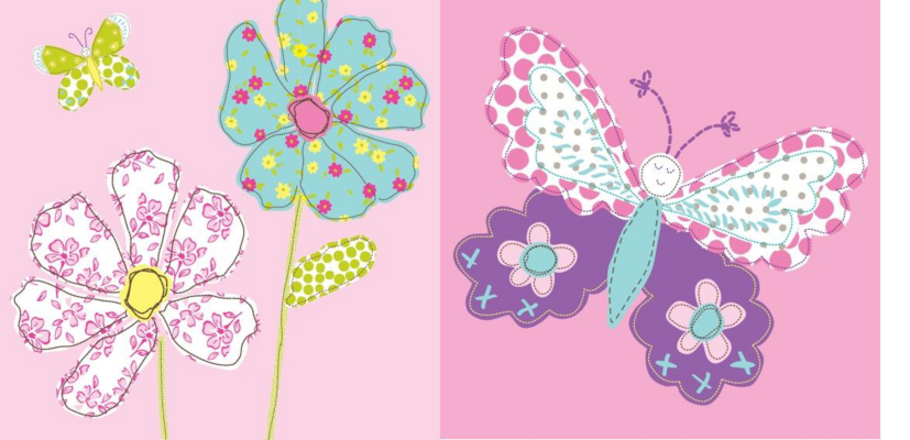 ASDA Butterfly Wallart- Set of 2 Pink, Pink 002486