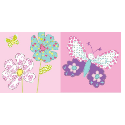 Butterfly Wallart- Set of 2 Pink, Pink 002486