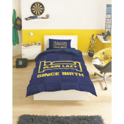 Plain Lazy Since Birth Single Duvet Cover Set -