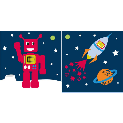 Robospace Canvas Wall Art - 2 Pack, Blue And Red