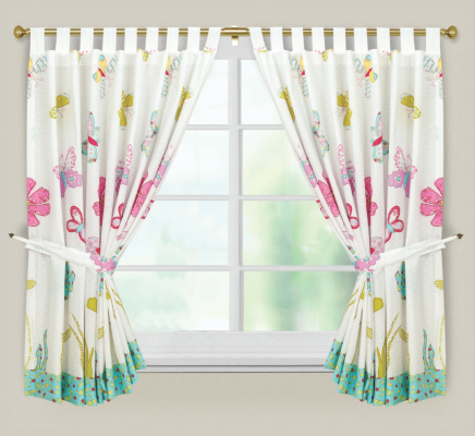 ASDA Butterfly Flowers Curtains - 54 x 66ins,