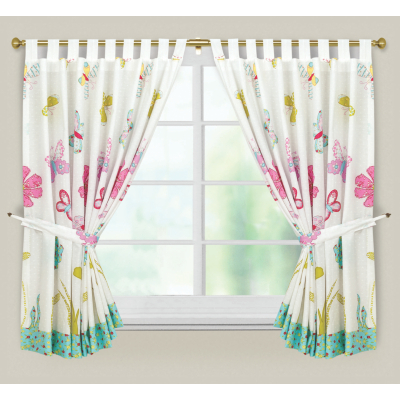 Butterfly Flowers Curtains - 54 x 66ins,