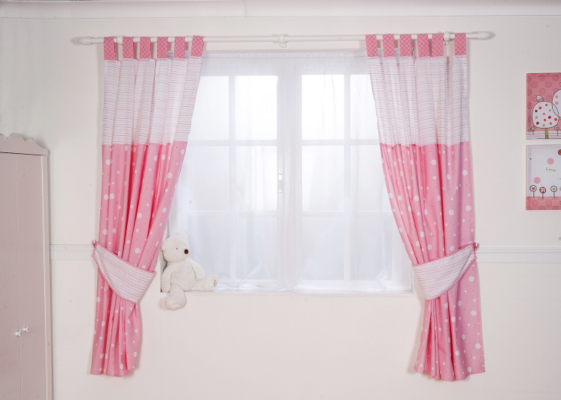 Red Kite Tab Top Curtains Hello Ernest Pink,