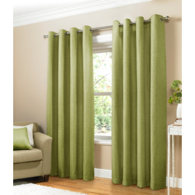 Plain Eyelet Curtains - Fully Lined, Green