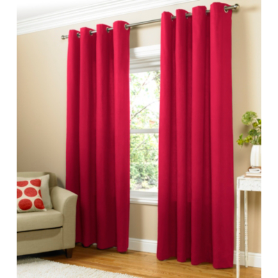 Plain Eyelet Curtains - Fully Lined, Red