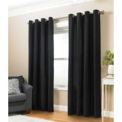 ASDA Plain Eyelet Curtains - Fully Lined, Black