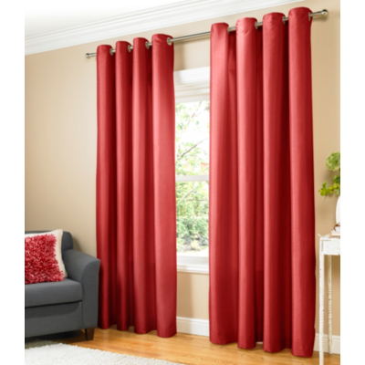Textured Faux Silk Eyelet Curtains - Fully