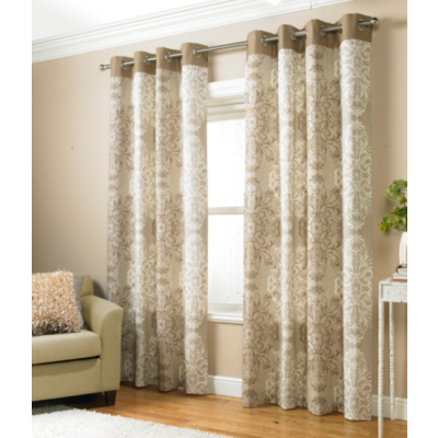 Damask Printed eyelet curtains - Fully