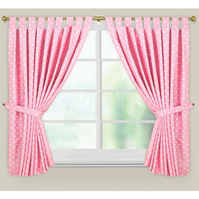 ASDA Pink Polka Dot Curtains, White and Pink