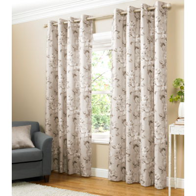 Constance Floral Natural Curtains - Fully