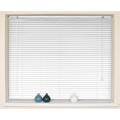 White PVC Venetian Blinds Long Drop 25mm -