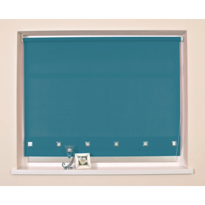 Teal Square Eyelet Roller Blind - 150x160cm,