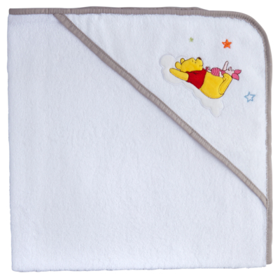 Winnie the Pooh Hooded Towel, White with