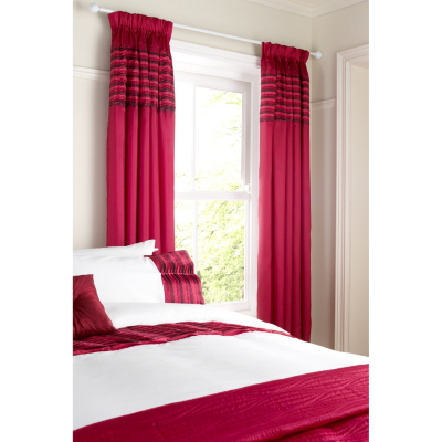 Pleat Curtains Red Taffeta - 66 x 72in, Red