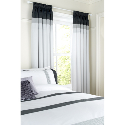 Pleat Curtains Grey Pair - 66 x 72in, Grey