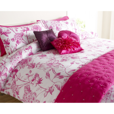 ASDA Print Duvet Set Fuchsia Sketchy Floral - Various Sizes