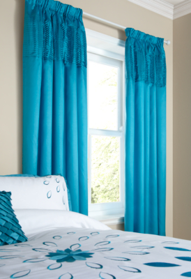 ASDA Turquoise Tafetta Pleat Curtains - 54 x 66,