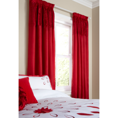 Red Curtains Solid Pleat - 54 x 66, Red