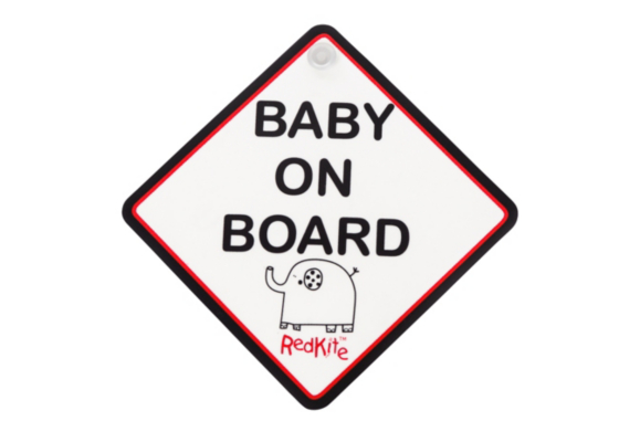 Red Kite Baby On Board Sign, Black and White BOBS
