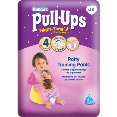Huggies - Pull Ups Nappies - Med Girl - Night time x 14