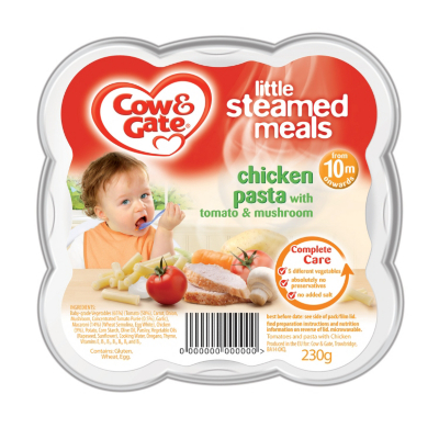 Cow and Gate Steamed Meals Chicken Pasta with Tomato and Mushroom