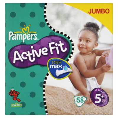 Pampers Active Fit Size 5+ (Junior+) Jumbo Pack - 58 Nappies
