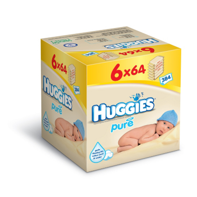 Huggies Pure 6 Pack Wipes