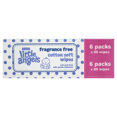 ASDA Little Angels Wipes 6 Box Fragrance Free