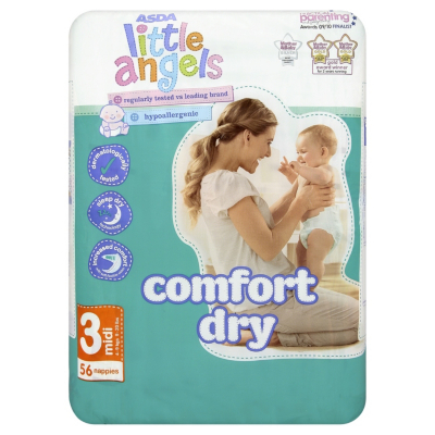 ASDA Little Angels Comfort Dry Midi 56 Nappies